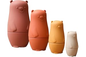 ISAKEN Matroschka Bärenfiguren aus Silikon, Matrjoschka Russische Holz Tier Nesting Doll Holz Klassisch Stapel Puppe Kinderspielzeug Für Partys, Festivals, Wohnzimmer, Schlafzimmerdekorationen