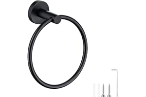 SANROLAX Handtuchring Edelstahl Handtuchhalter, Handtuchhalterung Matt Schwarz Runder Handtuchhalter für Badezimmer, Wohnzimmer, Küche