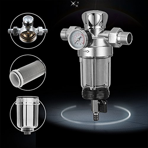 WHOOSE® Rückspül-Funktion-Vorfilter Wasserfilter und 3/4 Rückspülfilter, 304 Edelstahl Sieb，Filtergenauigkeit von bis zu 40-60 Mikron - 6