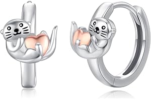 StoryEtain 925 Sterling Silber Ohrstecker Otter Meerschweinchen Delphin Axolotl Katze Hund Schwein Krabben Delphin Eule Ohrringe Tier Schmuck Geschenk für Mädchen Damen Kinder…