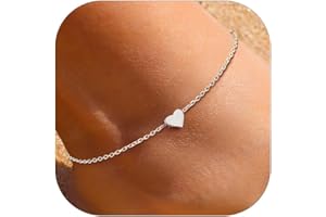ChicSilver 925 Sterling Silver Anklet Heart/Moon/Star/Bar/Round Charm Ankle Bracelet for Women Summer Beach Sandal Barefoot Jewelry(Gift Wrapped)