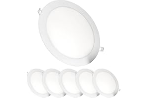 Jandei – Pack x 6 Downlights LED Empotrable Redondo, 18W, 1500 Lúmenes, Extraplano 13 mm, Orificio de Montaje Ø200-205 mm, Blanco Frío 6000K con Transformadores Incluidos