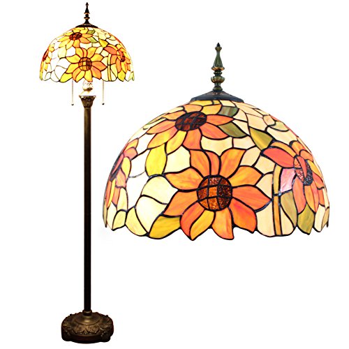 Gweat 16 pulgadas Pastoral girasol tiffany lámpara de pie Lámpara del dormitorio de la lámpara de la sala