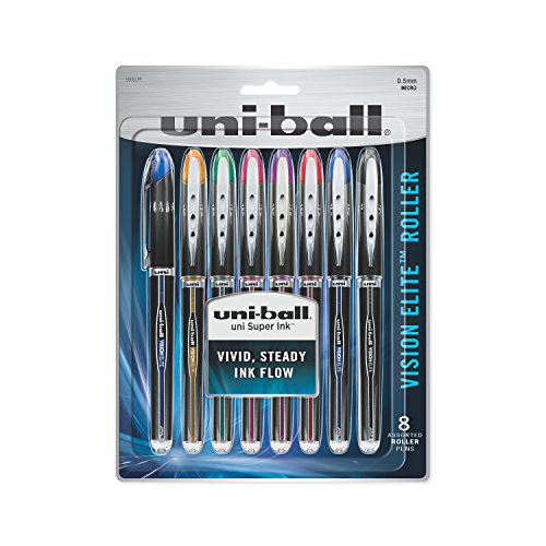 Uni-ball Vision Elite - Bolígrafos de punta rodante, color colores variados 8-Count