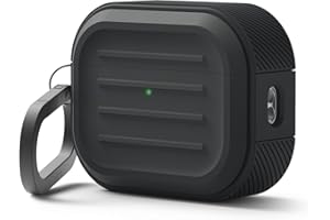 elago Custodia Armor Compatibile con AirPods Pro 3, con Moschettone, Ricarica Wireless, Protezione Totale, Resistente agli Urti, in Silicone Morbido, LED Frontale Visibile (Nero)