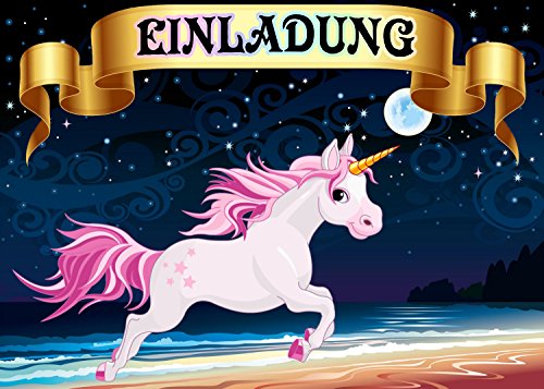 German Trendseller® – 12 x Einladungskarten – Einhorn – ┃ Kindergeburtstag ┃ Mitgebsel ┃ 12 Einladungen - 2