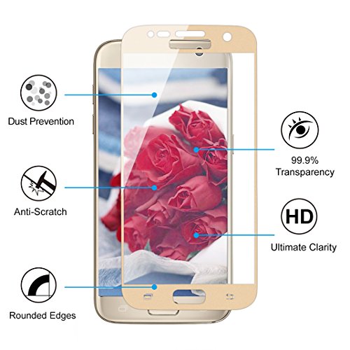 Galaxy S7 Panzerglas, Samsung Galaxy S7 Full Screen Protector, Rosa Schleife 3 Stück Samsung HD 9H Härtegrad Displayschutzfolie Schutzfolie Full-Cover Blasenfrei Schutzglas mit Siebdruck Edge Schutz für Samsung Galaxy S7 / G9300 - 6