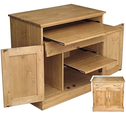 Solid Pine Desk, Handcrafted & Waxed Contemporary Computer Workstation, Hideaway, Hidden Home Office Bureau, PC Cabinet. Choice of Colours. No flat packs, No assembly (WS2CDD)