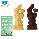Bogatchi Dark and White Chocolate Big Bunnies with Easter Eggs, 200g (Set of 2, with Free Easter Greeting Card)
