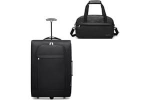 KONO Carrello portabagagli da trasporto morbido omologato per cabina con set di valigie (Nero)