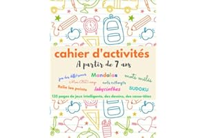 CAHIER D'ACTIVITES A partir de 7 ans: 120 pages de jeux intelligents, coloriages et dessins | Mandalas | Mots mélangés | Mots mêlés | mini BD Comics à ... | Solutions | Grand format 21,59 x 27,94 cm
