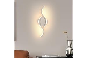 Goeco Applique da Parete Interno, 12W 1350LM Lampada da Parete Moderna, Luce Calda 3000K Curvo Applique Led per Camera da Letto, Soggiorno, Corridoio, Bianco