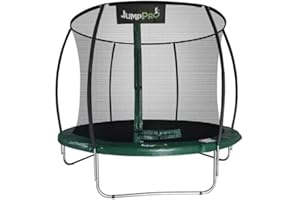 JUMPPRO Jump PRO Xcite Round Trampoline in 3 sizes. Galvanised Steel for Rust Resistance. Thick Green Padding. Strong Sturdy High Specification with Inner Safety Enclosure for Added Safety.
