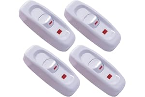 Gebildet 4PCS Interruptor de Cable en Línea Botón de Encendido/apagado 10A 250V Interruptor de Alimentación en Línea con Luz LED para Lámpara de Mesa Lámpara de Escritorio Lámpara de cama (blanco)