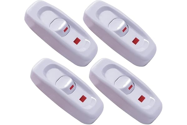 Gebildet 4ST Inline Sladdbrytare Apparatknapp På/Av 10A 250V Inline Strömbrytare med LED-ljus för Bordslampa Skrivbordslampa Sänglampa（Vit)