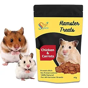 Sage Square Chicken & Carrot Hamster Treat, Crunchy Protein Rich Snack, No Preservative, 45g
