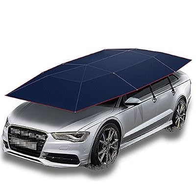 Yhongyang Tente de Voiture Automatique Abri de Voiture Mobile Pliable Voiture de Protection Voiture Parapluie Pare-Soleil Couverture de Parapluie Double But,Silver