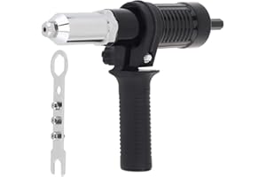 ChgImposs - Adaptador de remache eléctrico de acero de aleación negro con cabezal remachador de 2,4/3,2/4,0/4,8 mm de diámetro y llave de mango para taladro eléctrico