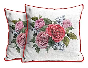 PINK SWAN Exclusive Jute Decorative Throw/Pillow Covers, Cushion Covers for Living Room, Bed Room, Sofa,Chairs Pack/Set of 2 (Multicolour, Size 24 x 24 Inches) Design No. 137