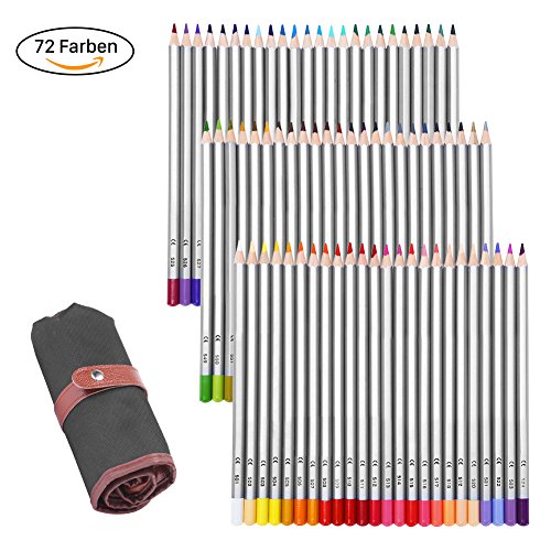GHB 72 Farben Buntstifte Farbstifte Ölige Filzstifte Set mit Federtasche für Kinder Erwachsene ideal zum Malerei Zeichnen und Malen