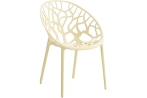 CLP Gartenstuhl Hope Kunststoff I Stapelstuhl wetterfest und UV-beständig I Outdoorstuhl pflegeleicht I Sessel für draußen, Farbe:Creme