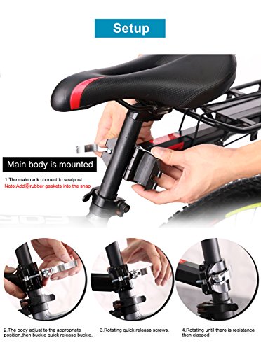 West Biking 3 Schnellspanner Fahrrad gepäckträger max Belastung 50kg mit Reflektor einstellbar Alu Schwarz, weiß - 6