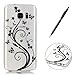 Produktbild CaseHome Silicone Gel Samsung Galaxy S7 Edge Hülle(Mit Frei Tippen Sie Auf Stift) Transparent Weiche Silikon Schutzhülle,Weicher Flexibel Klar Gel Silikon TPU Hülle Superdünn Stoßfest Tasche Telefon-Kasten Schutz Tasche Schutzhülle Durchsichtig Handyhülle Silikon Case Schale für Samsung Galaxy S7 Edge with Unique Black Pattern Design-Butterfly Floral Leaf