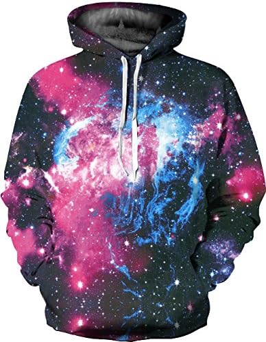 NRSP Long Sleeved Sweater With Cap 3D Star Digital Printing Shirt Sweater Sweater Loose Hip Hop Movement Map Color Xxl