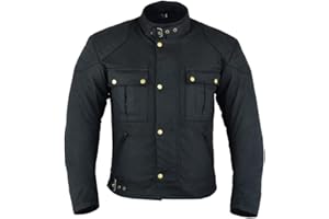 ‎TEXPEED Texpeed Kurz Gewachste Baumwolle Motorradjacke herren mit protektoren - Motorrad Biker Wasserdicht Jacke Mit Rüstung (EN 1621-1) Schwarz - XL