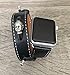 Produktbild Schwarz Leder Vegan doppelt gewickelt Band für Apple Watch Serie 3 (42 mm Größe) Umweltfreundlich Zubehör handgefertigt Armband Strap mit Silber Metall Buddha Kopf Religiöse Charme