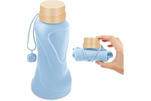 NAVTUE Collapsible Water Bottle, 650ml Foldable and Reusable Water Bottle for Travel, Gym, Hiking, Office, Camping (Blue)