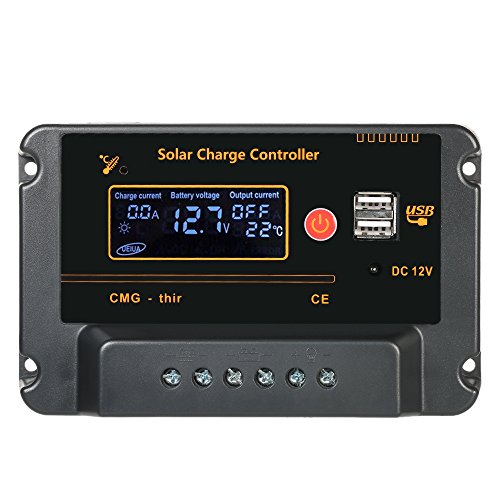 Anself Solaire Contrôleur LCD de Charge Solaire Contrôleur de Régulateur Automatique de la Batterie Loquet de Protection de Surcharge Compensation de Température