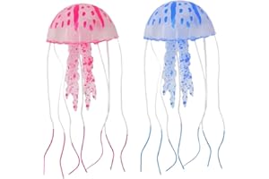 DULSPUE Aquarium Ornament Decorazione - 2pcs Artificiale dell'Acquario di Meduse Acquario Meduse OrnamentoArtificiali Simulazione Artificiale Incandescente Silicone Meduse Fish Tank Decoration