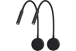 DAWALIGHT Wall Reading Lamp, Reading Light Wall Mounted 2 Pack Flexible 400mm Gooseneck Lighting LED 3W 3000K Bedside Wall Lamp with Switch for Bedroom Living Room Books, Black