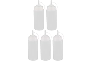 UXCELL sourcingmap 5Pcs 400ml 16oz Kitchen Food Squeeze Bottles Condiment Ketchup Mustard Oil Salt Clear