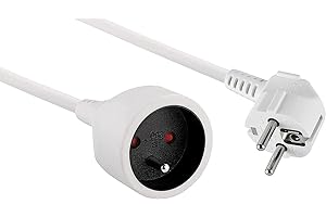 Electraline 10148023J Rallonge Prolongateur électrique 5 m 16A - section 3G1,5 mm² blanc