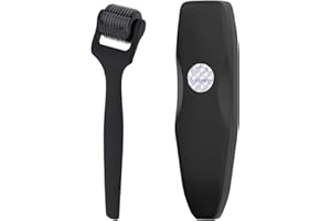JIEYUCHU Derma Roller 0,75 mm, 540-aghi Derma Rullo Capelli, Microneedle Rullo Barba, per Viso Pelle Ringiovanimento, Stimola Crescita Della Barba e dei Capelli (Nero opaco)
