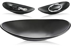 Lhbwhiz nyckelring bricka svart oval smyckeskål för nycklar, klockor, armband, mynt, badrum, kosmetika, förvaringsfat, fruktf