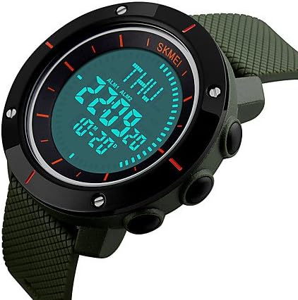 ZNSB 1216 Men's Woman Watch Double Significant Outdoor Sports Watch Mountain Climbing Waterproof Electronic Compas Male LED Students Multi - Function , military green