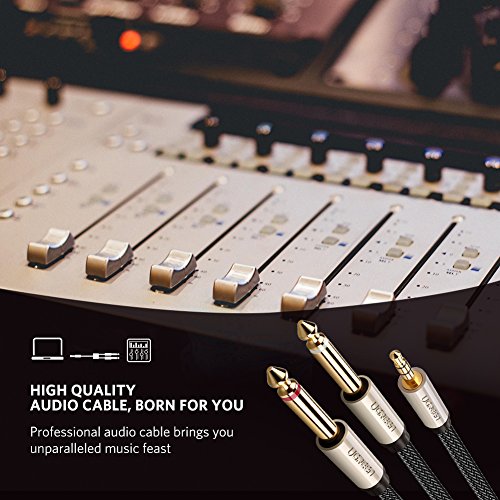 UGREEN Cavo Audio Jack Professionale, Cavo AUX 3,5mm Maschio a Doppio 6,35mm Maschio Cavo Jack Mono Cavo Stereo Aux in Nylon per Collegare Smartphone (iPhone, Samsung Galaxy, Huawei), Tablet, PC, Cuffie con Altoparlante, Amplificatore, Mixer Audio, Lettore DVD, etc.(5M)
