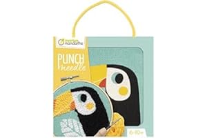 MY MANDARINE KC152C - Un kit Point de croix enfant PUNCH NEEDLE - Tableau 18x18 cm - À partir de 6 ans - TOUCAN