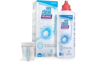 GENÉRICO Avízor Ever Clean Scleral 300ml - Solución de Limpieza para Lentes Esclerales | Desinfección Total | Lubricación con Povidona | Sin Conservantes | Incluye 30 Pastillas y Portalentes