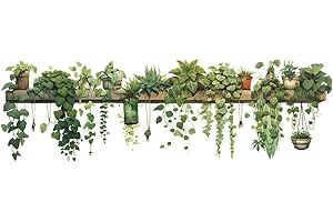 Viojrlly Plantes Vertes Frottent les Transferts Sticker Mural Plante Tropicale Plante en Pot Autocollant Tropicale pour Salon Cuisine Pépinière Chambre Art Bricolage Decoration Murale Stickers Muraux