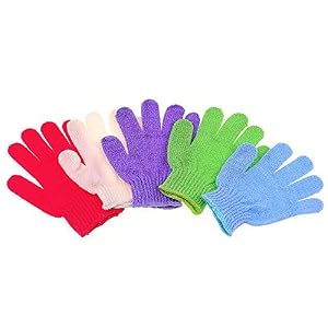 5 Pairs Nylon Scrub Cloth Gloves Exfoliating Wash Skin Spa Foam Shower Bath Massage Glove Random Color