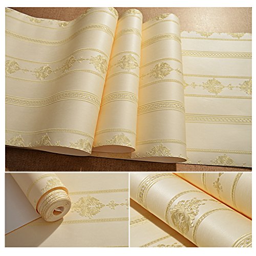 KINLO® Vliestapete Dunkle Beige 100Mx53cm Top Tapete Barock Tapete Muster Tapete Streifen Wanddeko für Wohnzimmer Wand Tapete Schlafzimmer Wandaufkleber Büro Wandtatoo Wandaufkleber 2 Jahren Garantie Wohnzimmer, Büro Wandtatoo 2 Jahren Garantie - 6