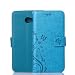 Produktbild Samsung Galaxy J5 2017 Hülle, Samsung Galaxy J520 Schutzhülle, Alfort Carving Lederhülle Fashion Design Premium PU Leder Hohe Qualität Tasche Case Cover Kasten Abdeckung Wallet für Samsung Galaxy J5 2017 / J520 Smartphone Funktion Standfunktion Unterstützte Telefone und Magnetverschluss mit Schmetterling ( Blau )