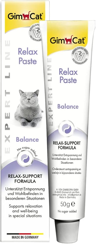 GimCat Expert Line Relax Paste Kedi Macunu 50 gr – L-Triptofan, Kantaron ve Acem Lalesi ile Rahatlama Desteği, Tamamlayıcı Yem