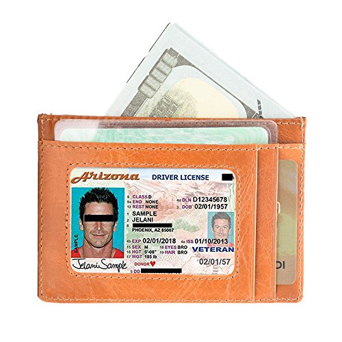 Carteras Tarjetas De Crédito RFID Bloqueo Hombre Mujer Tarjetero para tarjetas de crédito Monederos Piel (Light Brown)