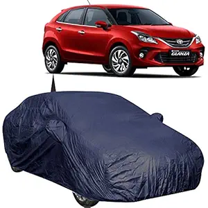 The Autostory 190 Taffeta Water Resistant Car Body Cover Compatible with Toyota Glanza with Mirror & Antenna Pockets (Navy Blue)