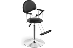 ‎PHYSA WELLNESS & LIFESTYLE Physa Kinder Friseurstuhl hydraulischer Salonstuhl BIRMINGHAM BLACK (schwarz, verschromtes Eisen, PVC-Bezug, Hydraulikpumpe)